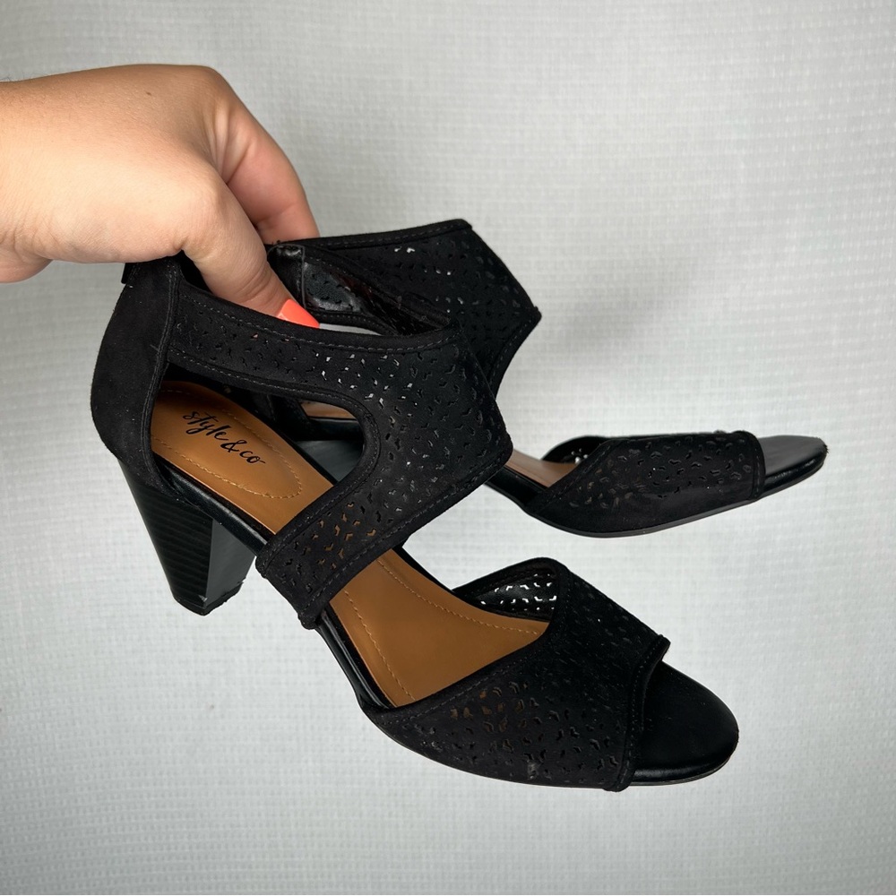 Style & Co | Woman’s Suede 8 Heeled Bootie Sandal‎